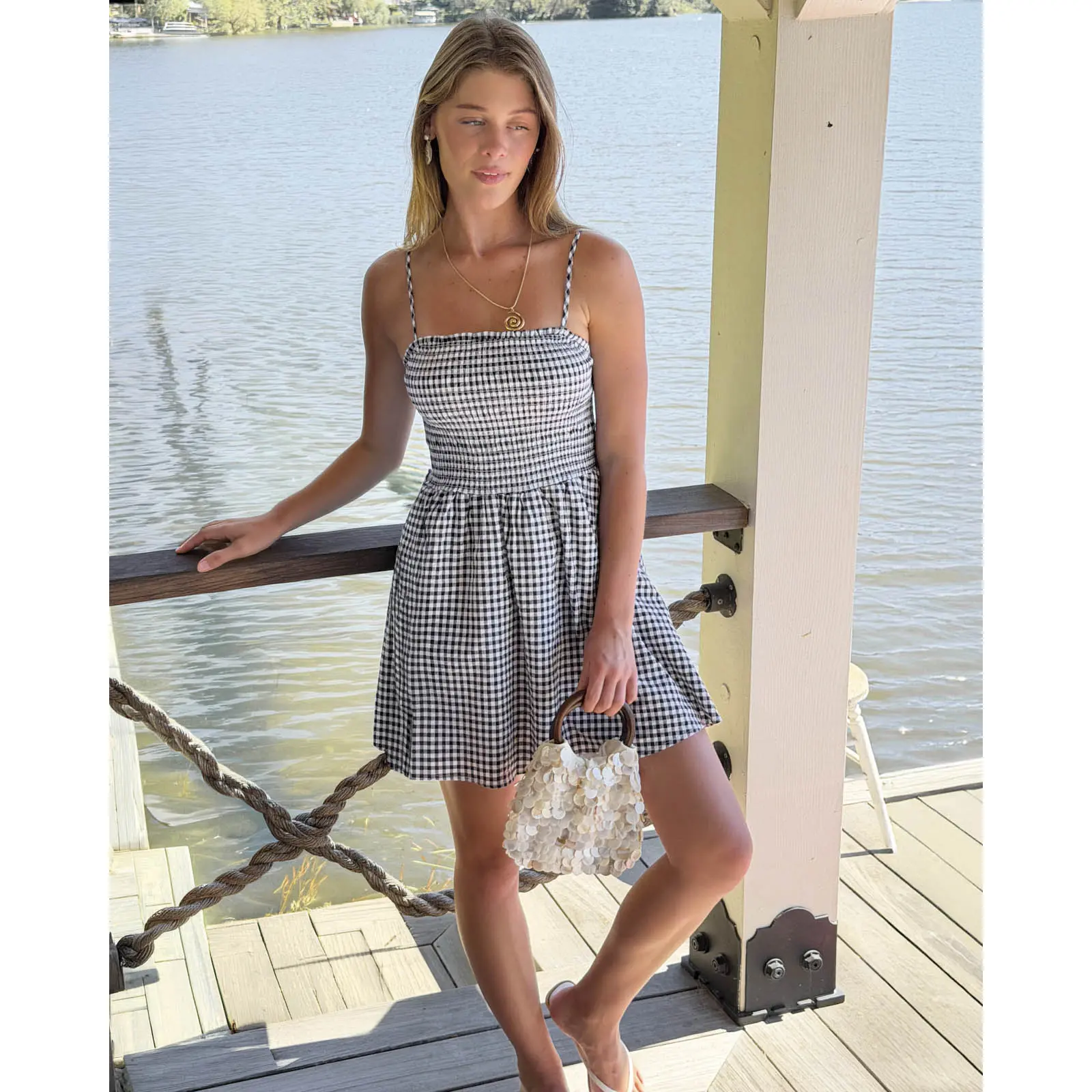 Gingham Fit & Flare Dress
