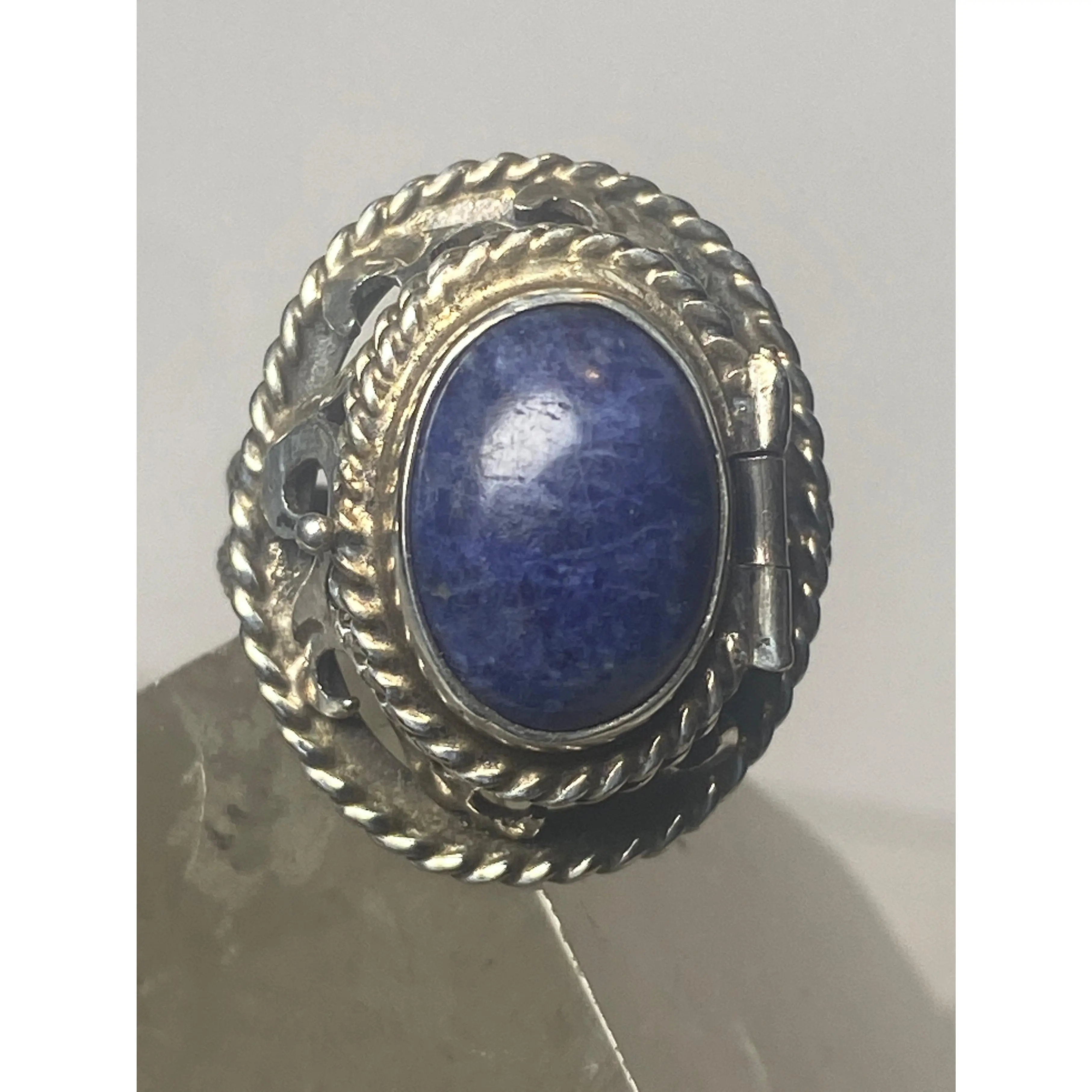 Blue Lapis? poison ring size 5.50 Mexico locket southwest band sterling silver women