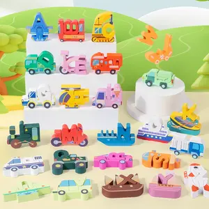 Animal Dinosaur Traffic Letter Puzzle, 26 Alphabet Cognitive Toy Car Animal, Stimulate Kids Exploration, Holiday Gift, Montessori Puzzles Gift