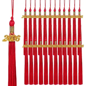 24 Pack 2026 Graduation Tassels with Gold Charm Bulk Cap Tassels for Graduation Ceremony Keepsake & Decor (Red)
