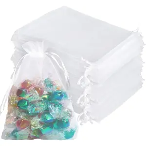 4x6 Inch 100PCS White Organza Gift Bags Bulk - Thick 210T Wedding Favor Bags for Soaps, Candles, Bath Bombs, Jewelry Packaging, Event Planner Supplies, Tear-Resistant & Reusable