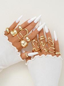 women's elegant fashion alloy cuff wide rings, rings for women, casual irregular accessories for women, trendy all-match & exquisite jewelry for birthday gift, jewelry for women, unique gifts for women, stacking ring set
