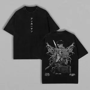 Levi Ackerman Attack on Titan Washed Vintage Oversized T-Shirt, Heavy Cotton Unisex Anime Graphic, AOT Shirt, Levi Tee