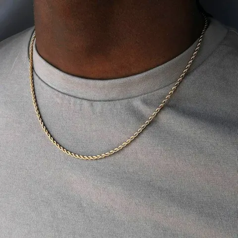 Jewelfairy Rope Chain 2mm 3mm Stainless Steel Twist Chain Necklace for Men Women 18 Inches-24 Inches