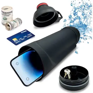 13.5oz Capacity Water Bottle with Ultimate Hidden Compartment for Travel Beach Car to Store Valuables Jewelry Cash Coins Car Keys, Home Storage Security Black