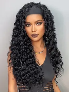 26 Inch Black Long Curly Wigs for Women, Fashion Gorgeous Fluffy Wigs without Bangs, Glueless Curly Wig, Synthetic Full Machine Curly Hair Wigs for Party, Cosplay and Daily Use