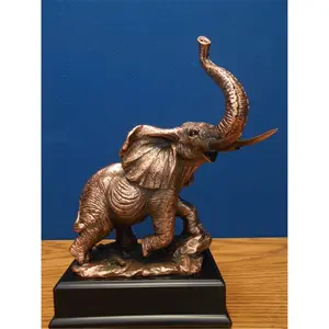 212 MAIN Cold Cast Bronze-Plated Resin Elephant Sculpture - Bronze Finish with Copper Accents, 8.5x6x10.5in Desk Decor & Home Decoration for Indoor Display