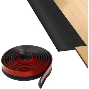 Self Adhesive Floor Rubber Transition Strip, Carpet to Tile Edging Trim for Threshold Transitions, Height Less Than 5mm/0.2in, Black 6.56FT