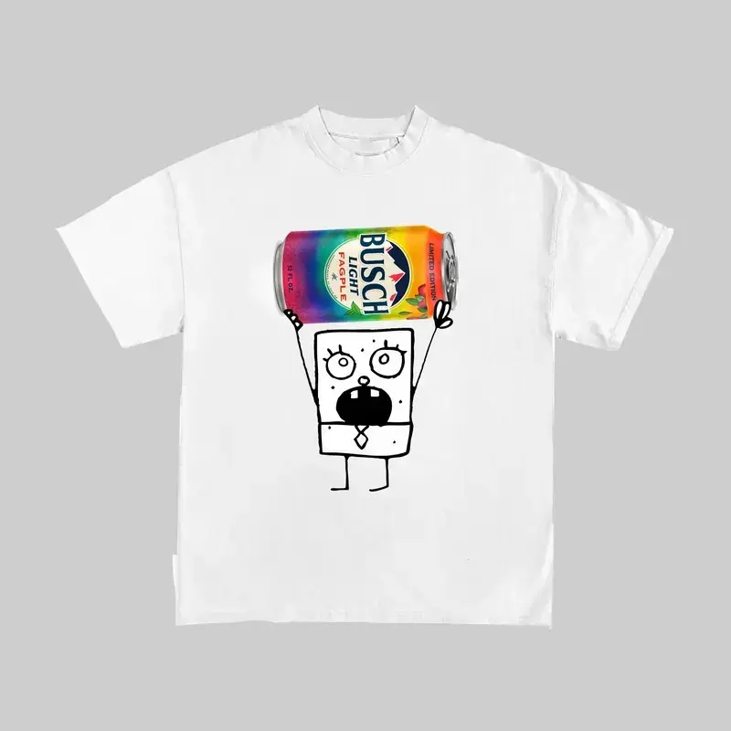 Busch Light Doodlebob Pride Month T-Shirt - Funny Beer Graphic Tee for LGBT+
