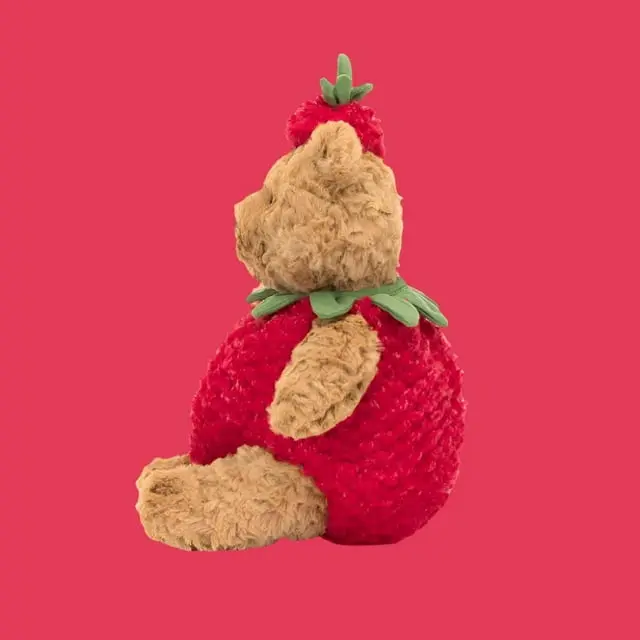 Jellycat Bartholomew Bear Strawberry Plush, 11.02 Inch, Sweet and
