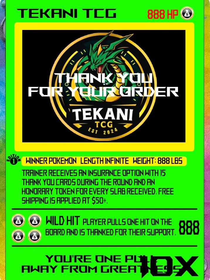 10x TEKANI TCG Thank You Card Top Loader For Pokemon Fans - TikTok Shop