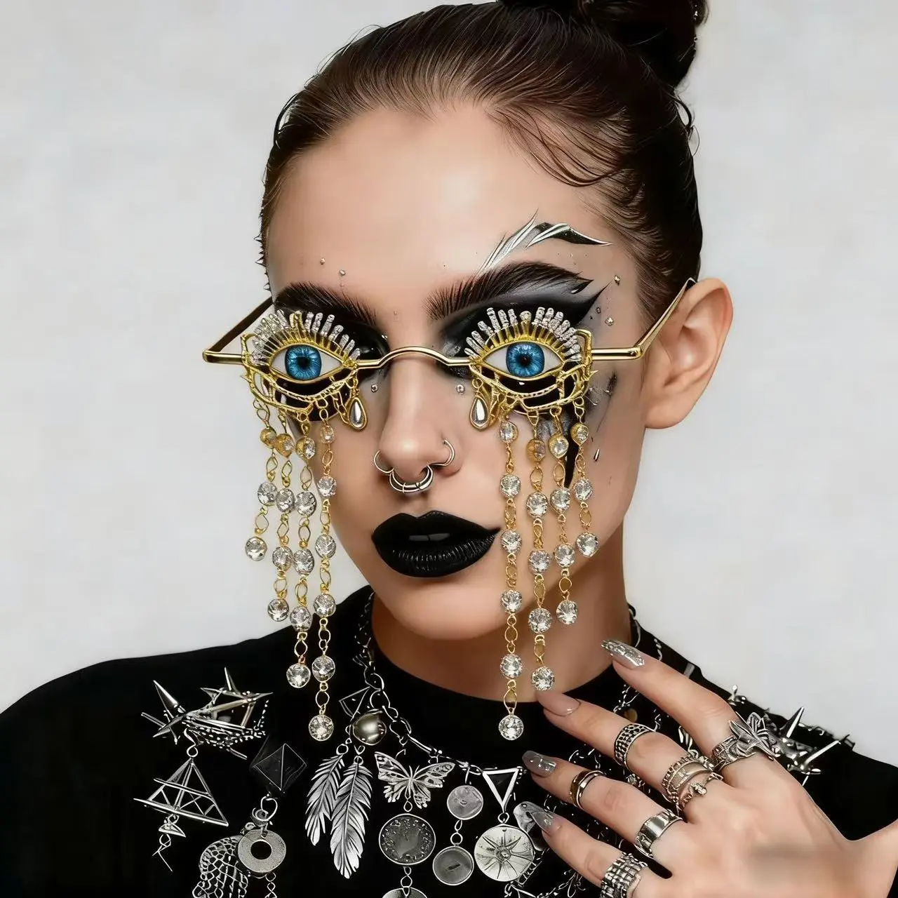 Women's Evil Eye Crystal Sunglasses - Unique Design, Sparkling Crystals, Comfortable Fit, Eye-Catching Fashion Accessory