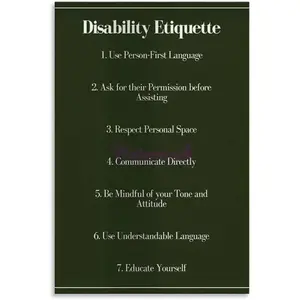 Disability Etiquette Inclusive Interactions in The Classroom Or Work Diversity Advocate Poster (2) Canvas Posters And Prints Wall Art for Living Room Bedroom Decor 24x36inch(60x90cm) Unfra