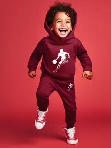 Boys Fashion Fall Winter Hooded Set Suit, Random Print Set, Youth Kits, Casual Fitted Long Sleeve Top, Basketball Player Print Pullover, Outdoor Essential, Hoodies, Sweatshirts