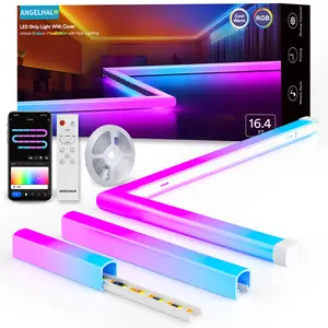 Angelhalo  Eye-Friendly Enhanced Glow with Protective Cover 16.4FT Smart RGBAI LED Strip Lights – 180LEDs/m 16 Million Colors 200+ Modes Music Sync Alexa Compatible for  Kids‘ Bedroom Living Room Computer Room Dance Studio Live Streaming Room