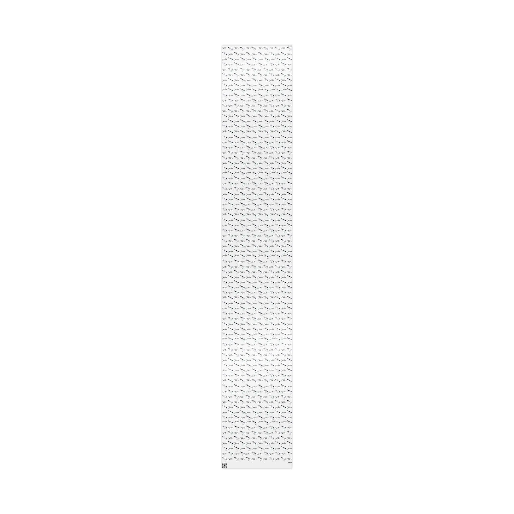 30" x 180" Glossy Minimalist Christmas Script Wrapping Paper | Santa Sleigh & Reindeer | Black & White Holiday Gift Wrap Roll
