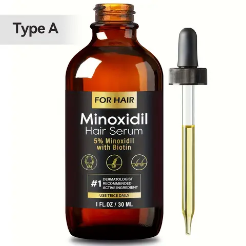 5% Minoxidil Hair Growth Oil for Adults - Biotin-Rich Care Scalp Growth Oil, Haircare for Thinning Strands, Thickener for Thicker Fuller Hair, Lightweight Non-Greasy, Sensitive Scalp-Safe - 30ml/1oz
