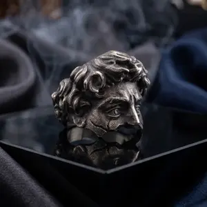 David Renaissance Ring - Intricate Face Design with Detailed Features, Ideal for Unique Jewelry Enthusiasts