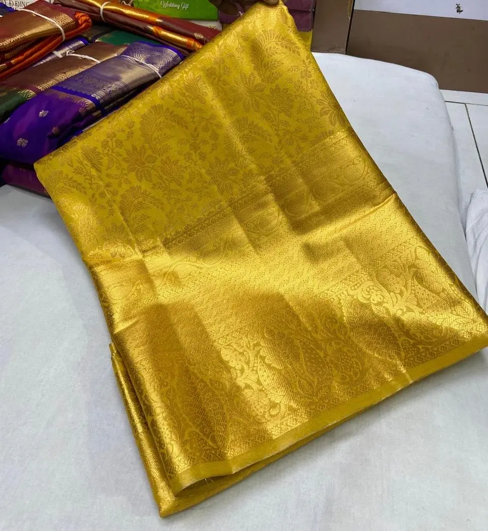 Kanchi Brocade Soft Silk Self Gold Saree
