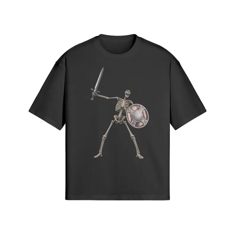 Skeleton Banging Shield Shirt, RPG Skeleton Meme T-Shirt, Skyrim Funny Tee, Gamer Humor Graphic Shirt, Retro Fantasy Meme Unisex Tee