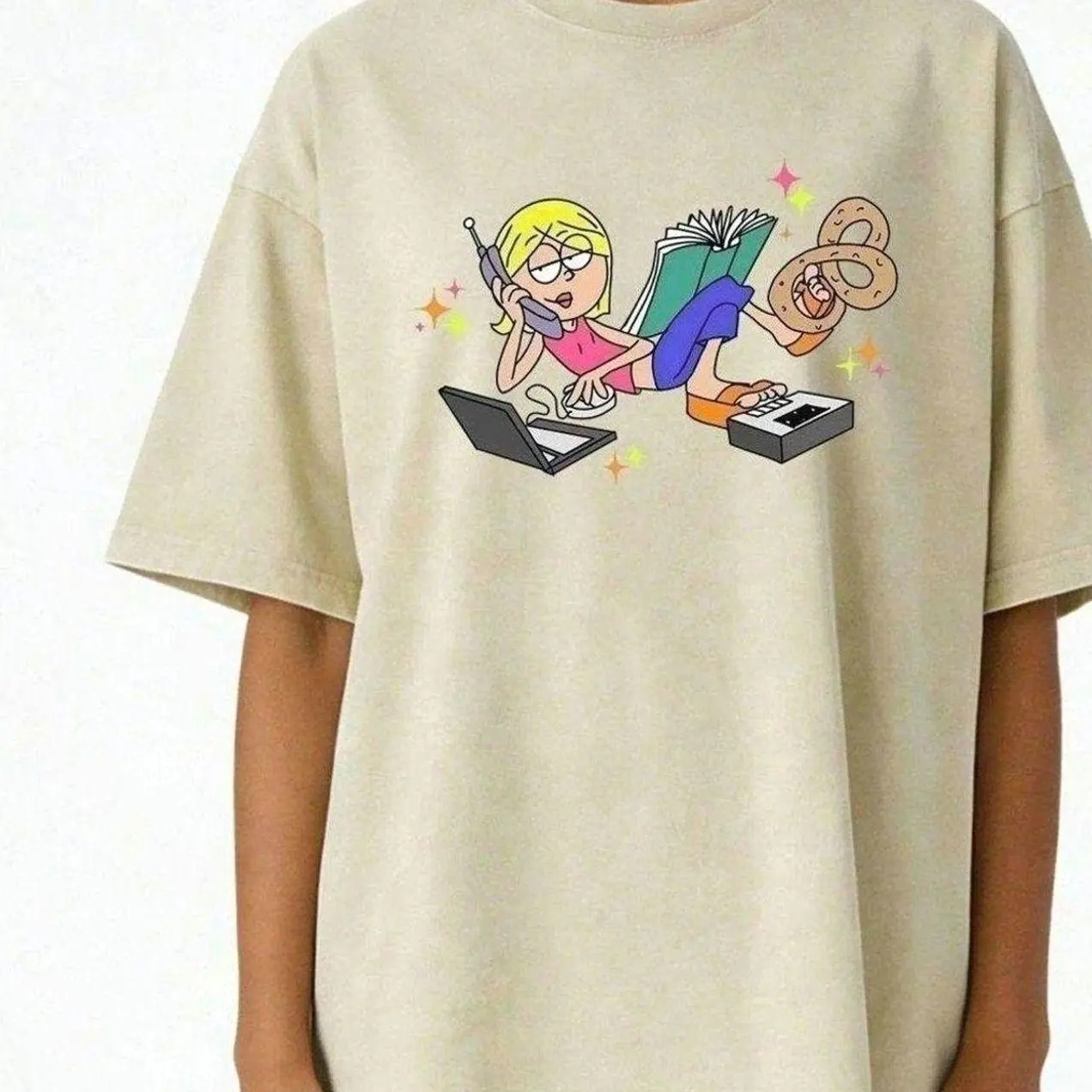 Vintage Cartoon Multitasker Tee | Trendy Y2K T-Shirt for Everyday Wear NEI HMF H6D 03Z E40 GFN BLY