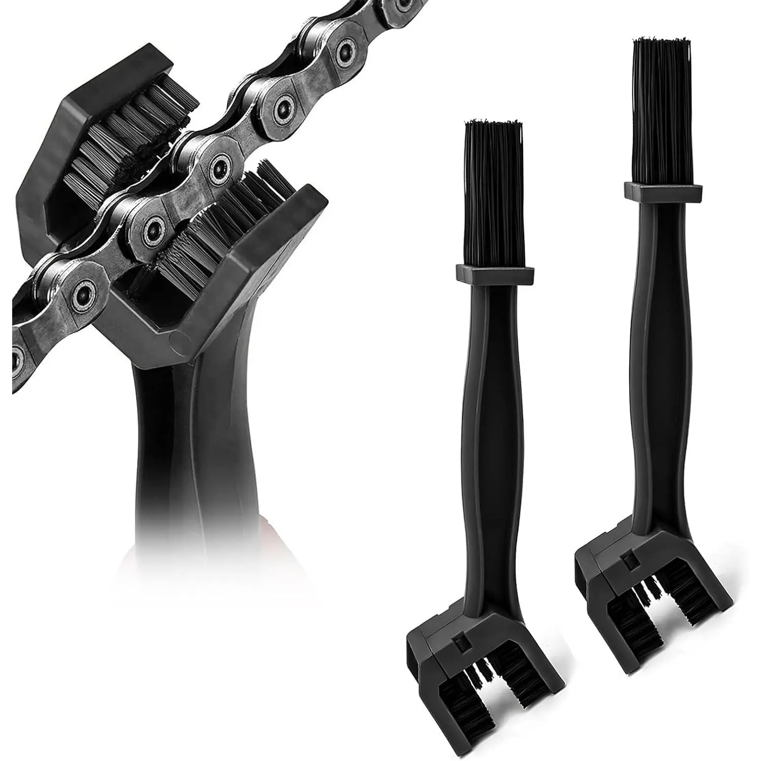 2 count  Chain Brush, Bicycle Chain Cleaning Brush Tool, Chain Gears Maintenance Cleaning Brush for  Bicycle Scooter Tricycle,  Accessories (Black)
