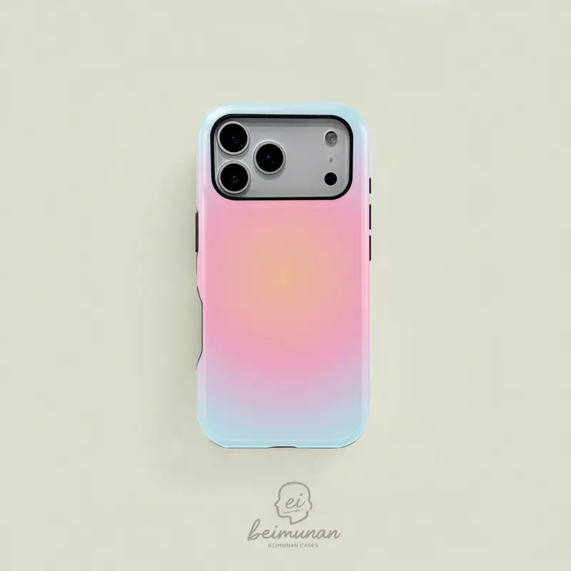 Blue and pink gradient pattern dual layer protective case, sturdy and durable 2 in 1 case, compatible with iPhone 17/16/15/14/13/12/11 Pro Max/Plus/Pro, and Samsung GalaxyS26/S25/S24/S23 /S22/S21Ultra/Plus series, simple and stylish phone case.