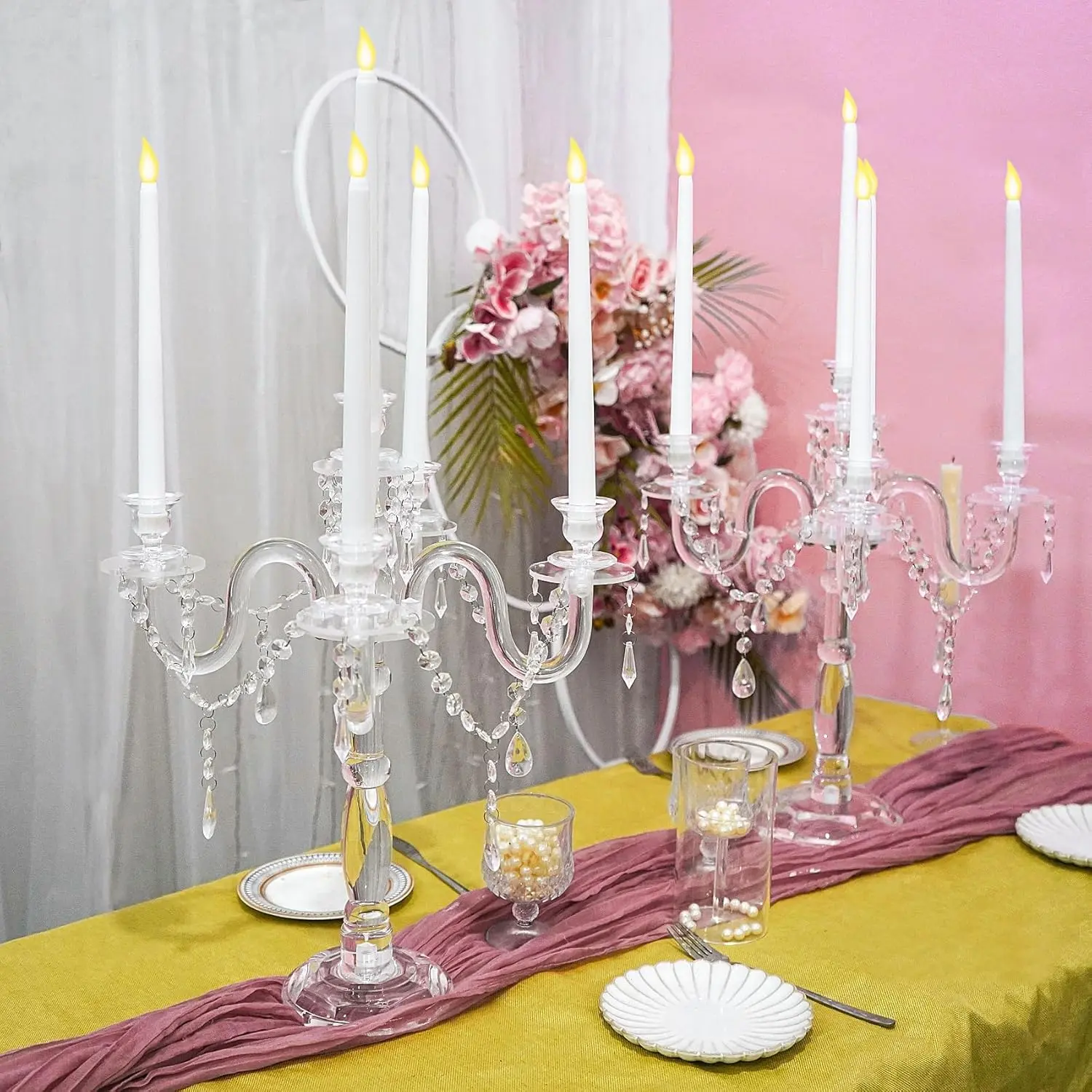 Transparent Acrylic Candle Holder, Wedding Decoration, Romantic Valentine's Date Table Decor, Holiday Party Spring Graduation School Season