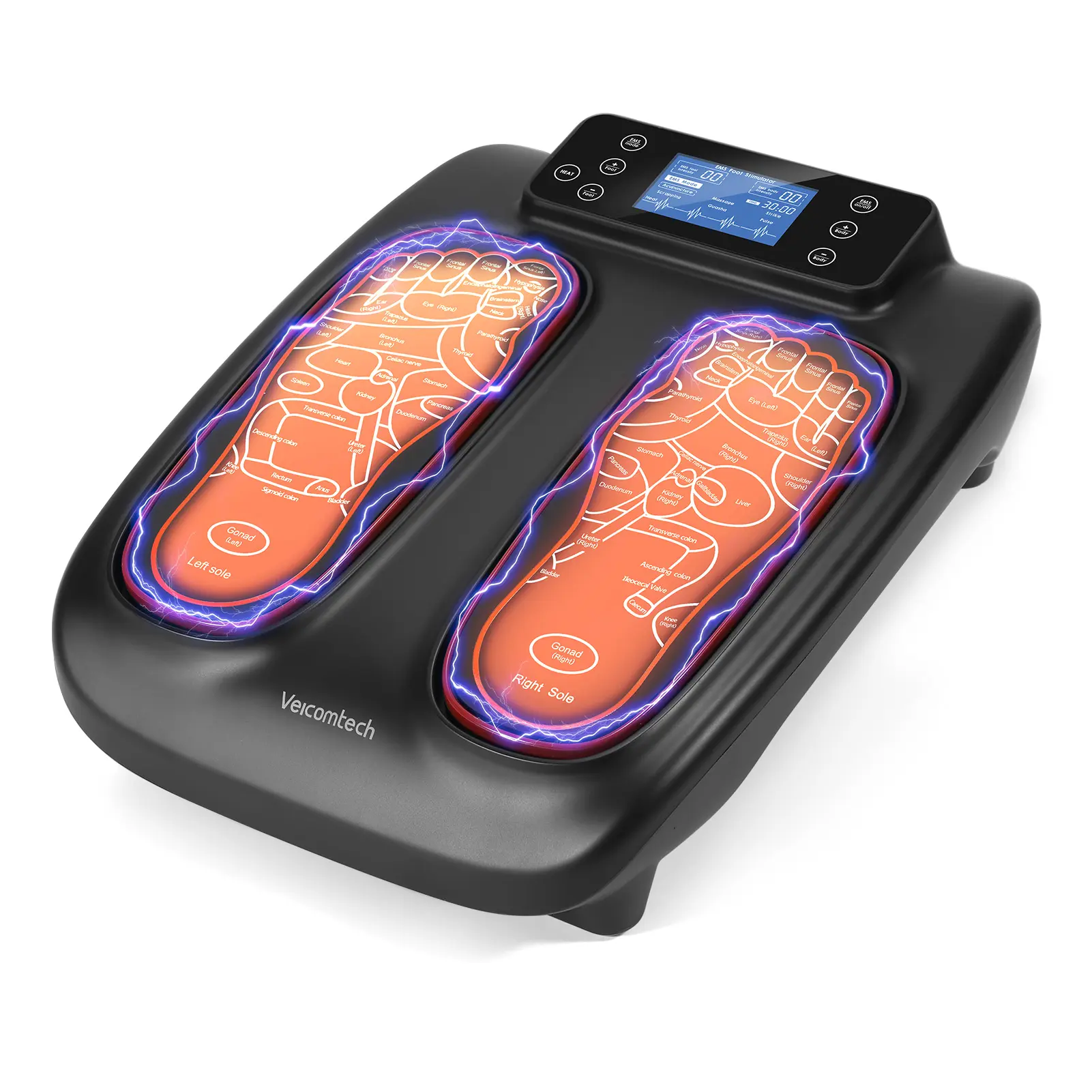 Multi-functions Foot Massager with Heat Therapy & TENS Massage Patches for Neck Back Shoulder Legs Deep Massagers Stimulator device Pain Relief equipment | Home Body Care Machine for Fitness Enthusiasts Muscle Relaxation tool Machine Black, Detachable Pad
