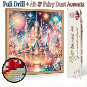 Dream Castle | Full Drill with AB & Fairy Dust Detail Highlights | Velvet Canvas | DIY 5D Diamond Painting Kit | Sparkling Fantasy Magic Landscape Wall Art Home Decor | Relaxing Rhinestone Mosaic Gem Art Hobby | Aesthetic Handmade Craft Gift