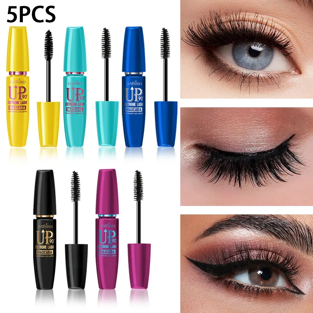 5pcs 8D Mascara Set, Long-Lasting Waterproof Volume Lengthening Sweatproof Smudge-Proof, Voluminous Lengthening Mascara, Volumizing Mascara, Voluminous Lash Curling, Root Separated, Five Color Pack, Fluffy Lashes Mascara
