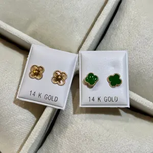 14k Gold Dainty Lucky Earrings