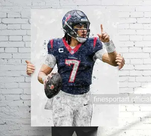 C. J. Stroud Houston Poster, No Canvas, Football print, Sports wall art, Man Cave, Gift,  Room Decor