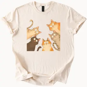 Cute Cartoon Cats Graphic Shirt Five Playful Kittens Illustration Cat Lover Gift Animal Art Tee Soft Casual Cat T Shirt #lovecat #catday #catshirt Sweatshirts Top