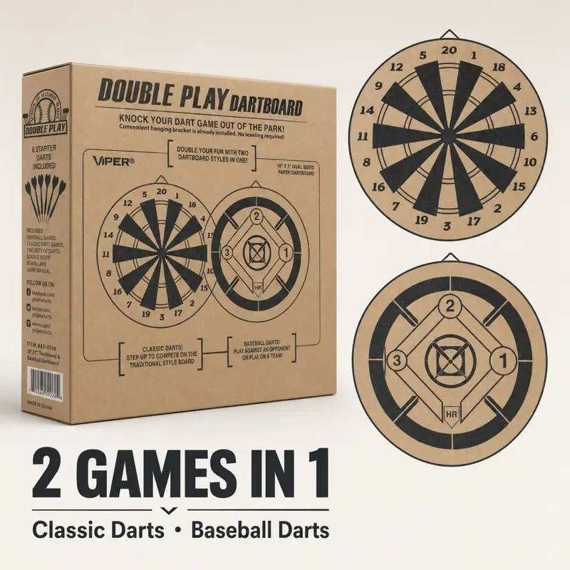 Viper Double Play Dartboard – 2 Games in 1 with 6 Darts