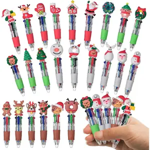 24 count Christmas Multicolor Pens in  4-in-1 Cute Kawaii Fun Pen Xmas Ballpoint Pen for Holiday Party Christmas Stocking Stuffers Classroom Gifts (Christmas)