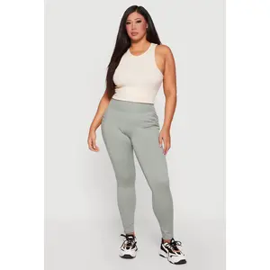 Plus Size High Waist Leggings with Cell Phone Pockets
