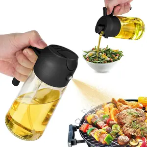 16oz Oil Dispenser Bottle for Kitchen - 2 in 1 Olive Oil Dispenser and Oil Sprayer - 470ml Olive Oil Bottle - Oil Sprayer for Cooking, Kitchen, Salad, Barbecue