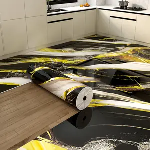Marble Pattern Decorative Wallpaper Roll 15.75in X 118.11in Waterproof Self-Adhesive Vinyl Flooring Easy to Clean and Install DIY Decor for Kitchen Bedroom Living Room Bathroom