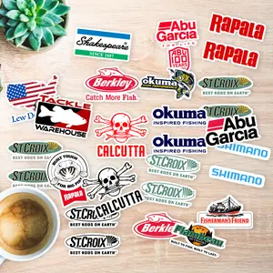 20 PCS Stickers Pack Lews Laptop Fishing Colorful Aesthetic Vinyl Waterproof Bumper Car Bike Water Bottle Luggage Guitar Skateboard