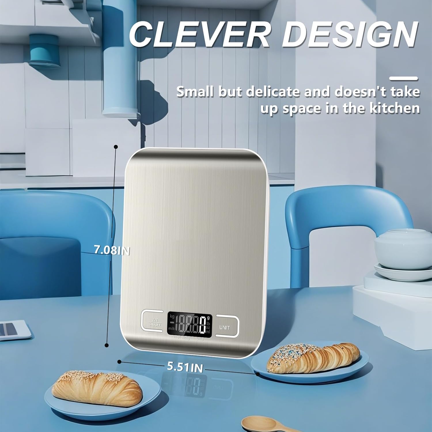 Food Scale, 11lb Kitchen Scale with 6 Units Tare Function & LCD Display, 0.05oz/1g Stainless Steel Digital Food Scale Grams and Ounces for Baking, Cooking, Dieting and Meal Prep (Batteries Included) Food Scale, 11lb Kitchen Scale with 6 Units Tare Function & LCD Display, 0.05oz/1g Stainless Steel Digital Food Scale Grams and Ounces for Baking, Cooking, Dieting and Meal Prep (Batteries Included)