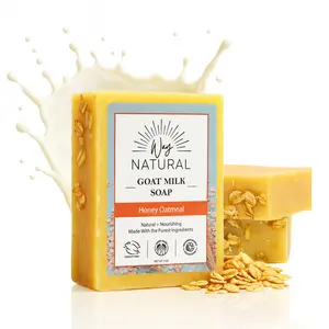 3 Large Honey Oatmeal Goat Milk Soap Bars | Way Natural | 5 oz Bars | 100% REAL RAW GOAT MILK | Moisturizing Hand & Body Natural Soap | Nourishing and Long Lasting | Made is USA