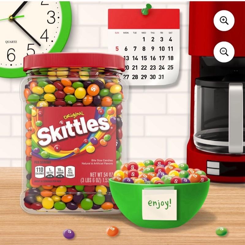 Skittles Original Chewy Candy Bulk Jar 54 Oz Assorted Fruit Flavored Candies in a Large Container