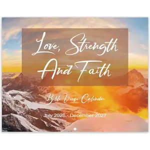 2026-2027 Calendar -  Verse Wall Calendar 2026-2027, July 2026 - December 2027, 17" x 11" (Open),  Hook, Blocks and Holidays - Nature's Beauty with Inspiring  Quotes