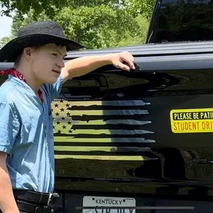 Student Driver Yellow repositonable/removeable/transferable. 4”x10” sticker