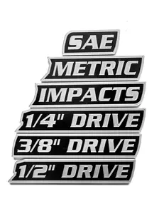 ColKy - Mechanic Toolbox Label 6-Pack | 1/4" Drive 3/8" Drive 1/2" Drive Metric SAE Impacts Magnetic Garage Drawer Tags 3D Printed Premium Labels