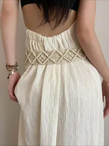 Bohemian Woven Ethnic Waist Chain with Belt, Elegant Vacation Casual Style, Suitable for Beach and Sea, All Season Wear