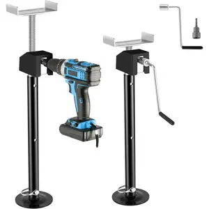 BYERN AUTO RV Slide-Out Jacks, 20-24V Compatible & Hand Crank, Each Up to 5000 lbs, Lift 20''–49'', Stabilizer Jacks for Travel Trailer - Set of 2