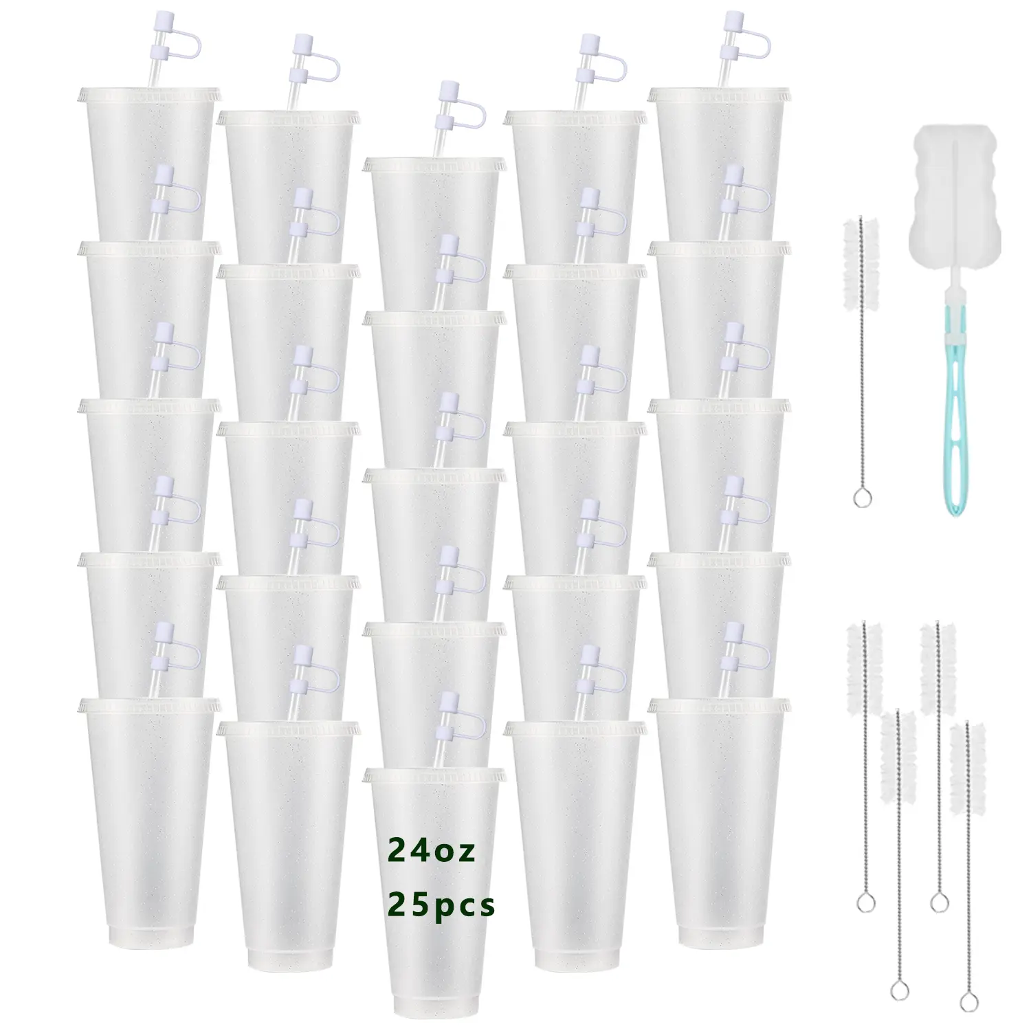 25-Pack Glitter Clear