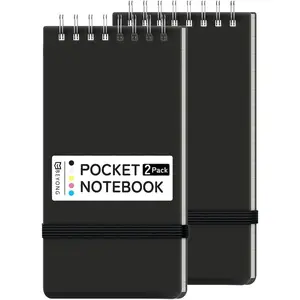 Small Pocket Notebook, Mini Notepad Spiral Notebooks Note Pads (Black, 3x5)